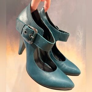 Aldo Turquoise Buckle Heels